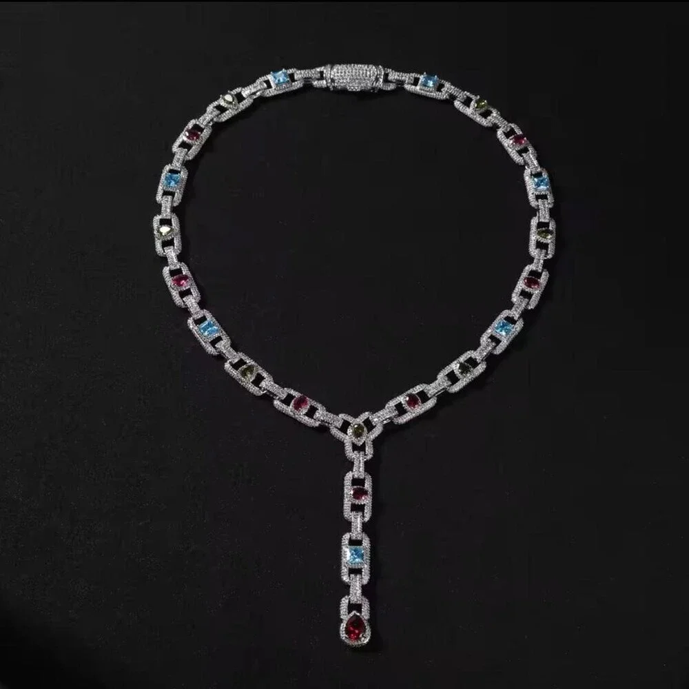 Cluster Mariner Chain Necklace Iced out 19inch